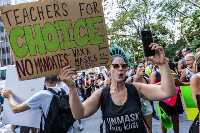 More Democrat Instability As New York City Teachers File Emergency Request With Supreme Court to Block COVID-19 Vaccine Mandate . (AP Photo/Mary Altaffer, file)