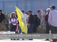 Protesters gather outside Maricopa County Elections Office