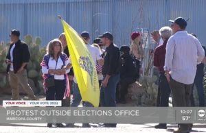 Protesters gather outside Maricopa County Elections Office